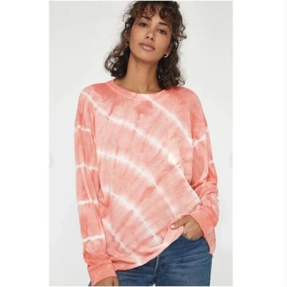LACAUSA Long Sleeve Crewneck Sweatshirt T Shirt in Grapefruit Size Medium - Picture 1 of 2